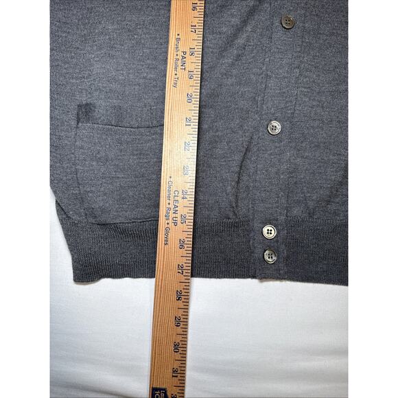 Jos A Bank Signature Cardigan Sweater Mens Lg 100% Merino Wool Button Gray EUC - Picture 7 of 11